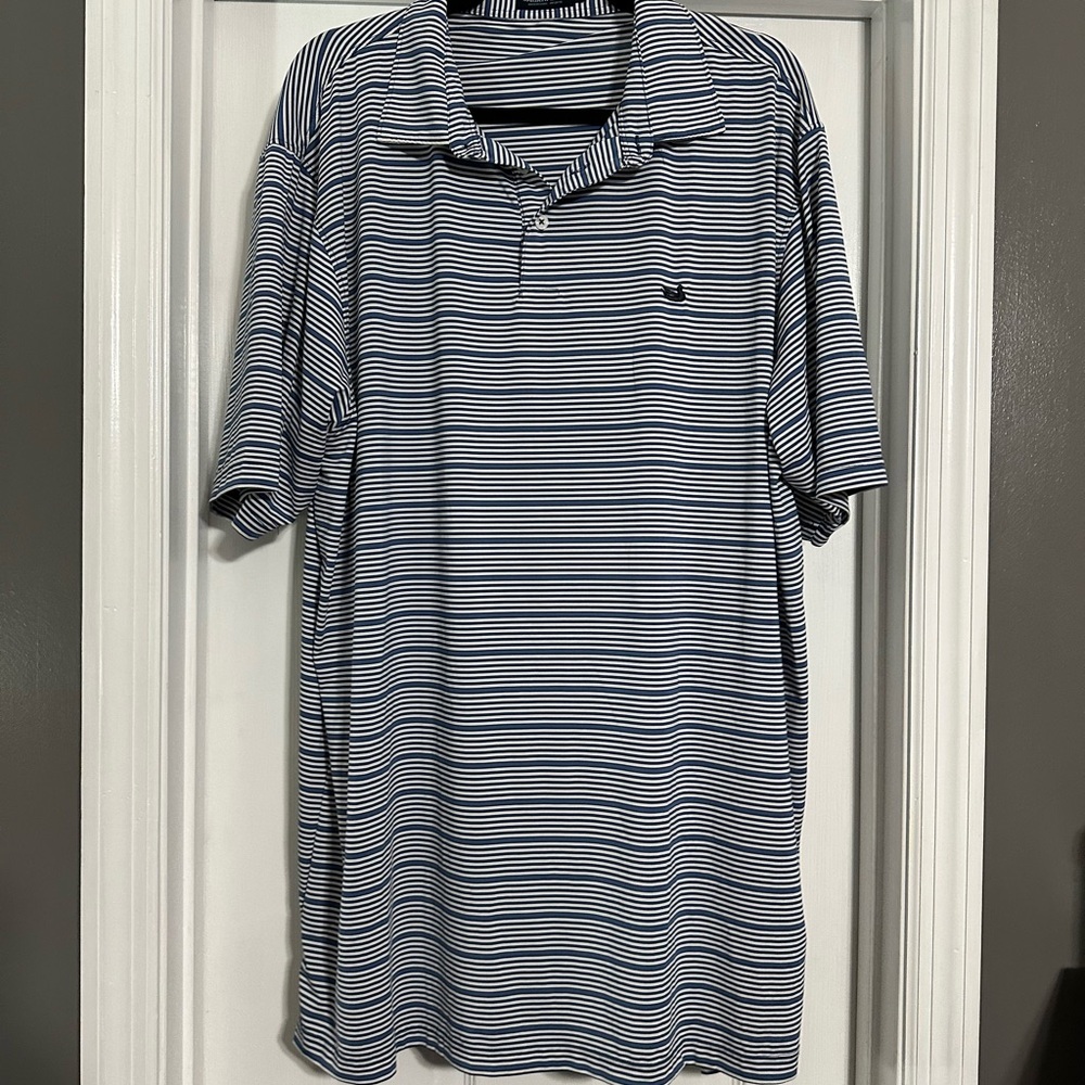 Southern Marsh Navy and White Striped Polo